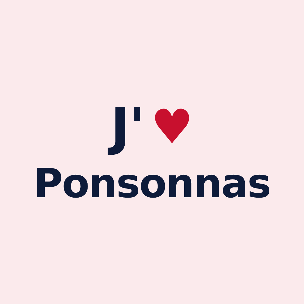 Magnet personnalisé Ponsonnas — design J'aime Ponsonnas