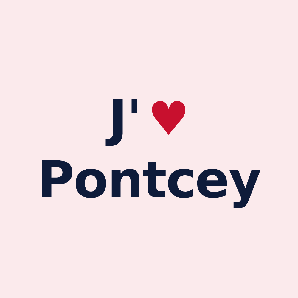 Magnet personnalisé Pontcey — design « J'aime Pontcey » imprimé sur le magnet