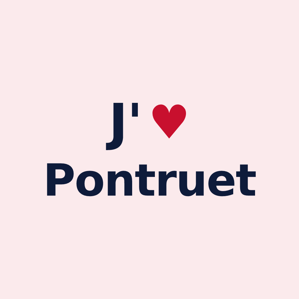Magnet personnalisé Pontruet — design « J'aime Pontruet » imprimé sur le magnet