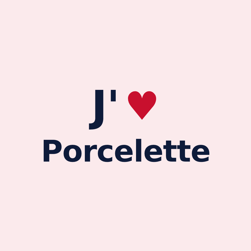 Magnet personnalisé Porcelette — design J'aime Porcelette