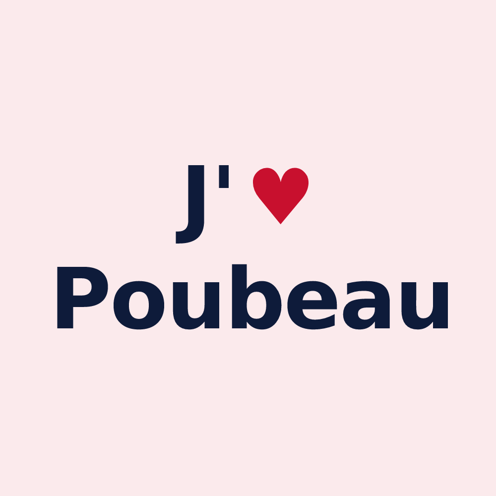 Magnet personnalisé Poubeau — design « J'aime Poubeau » imprimé sur le magnet