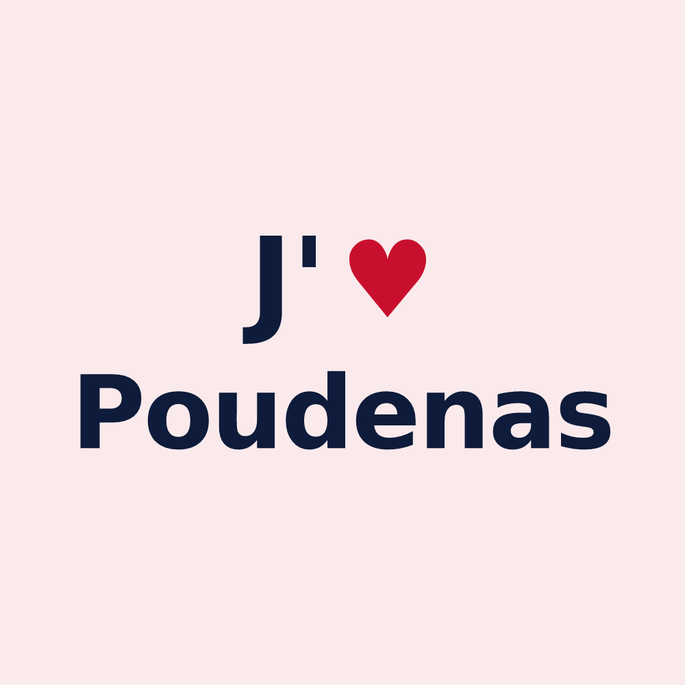 Magnet personnalisé Poudenas — design « J'aime Poudenas » imprimé sur le magnet