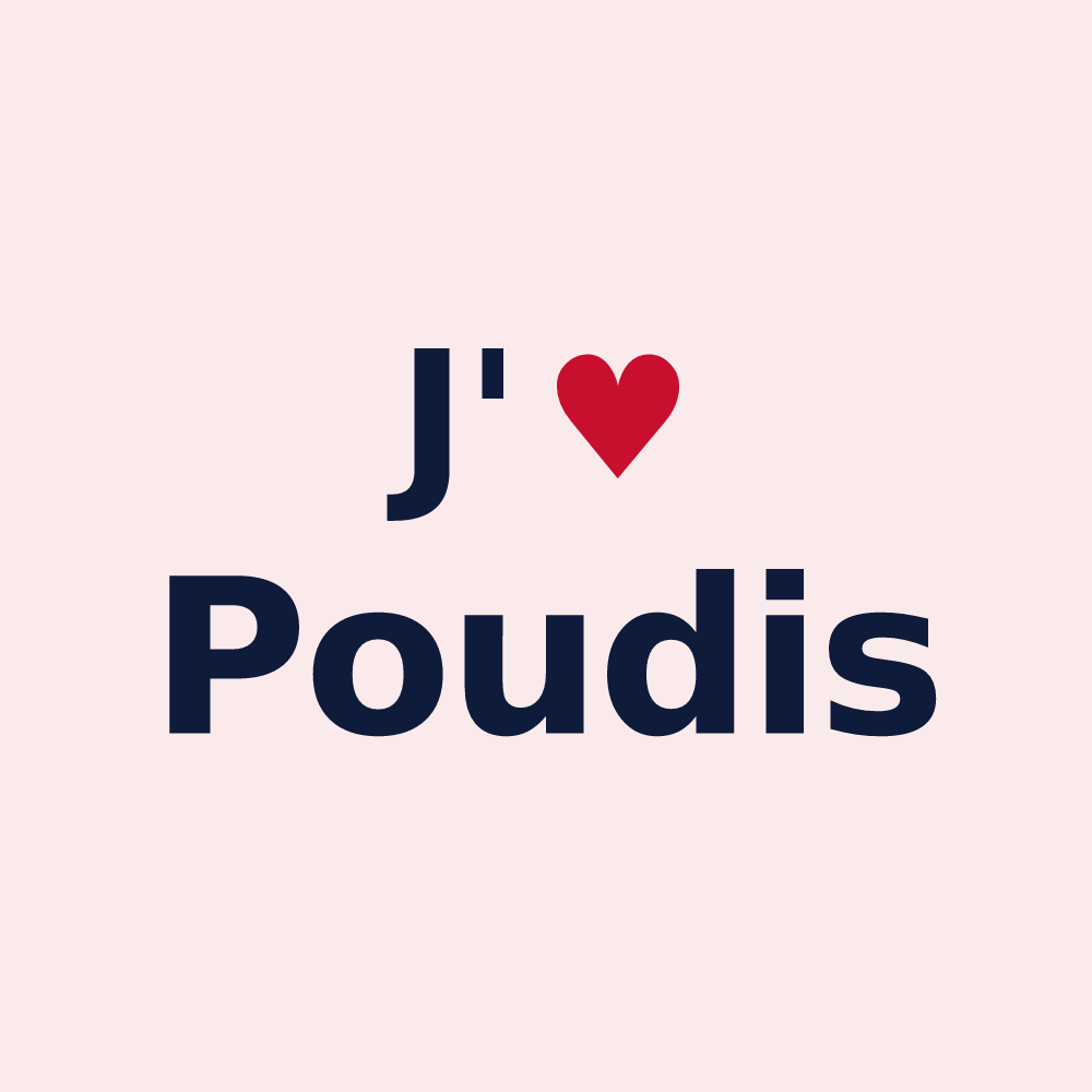 Magnet personnalisé Poudis — design J'aime Poudis