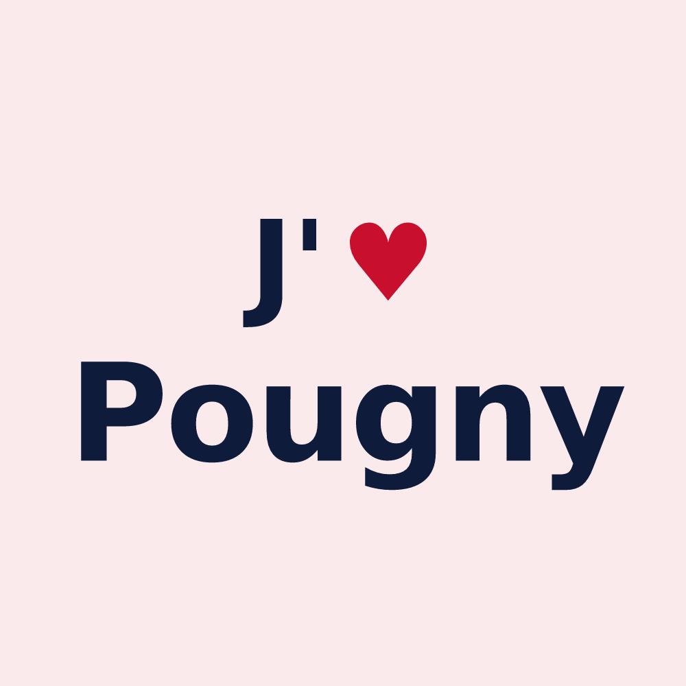 Magnet personnalisé Pougny — design « J'aime Pougny » imprimé sur le magnet