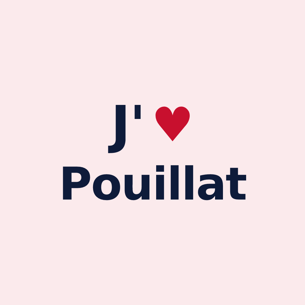 Magnet personnalisé Pouillat — design J'aime Pouillat