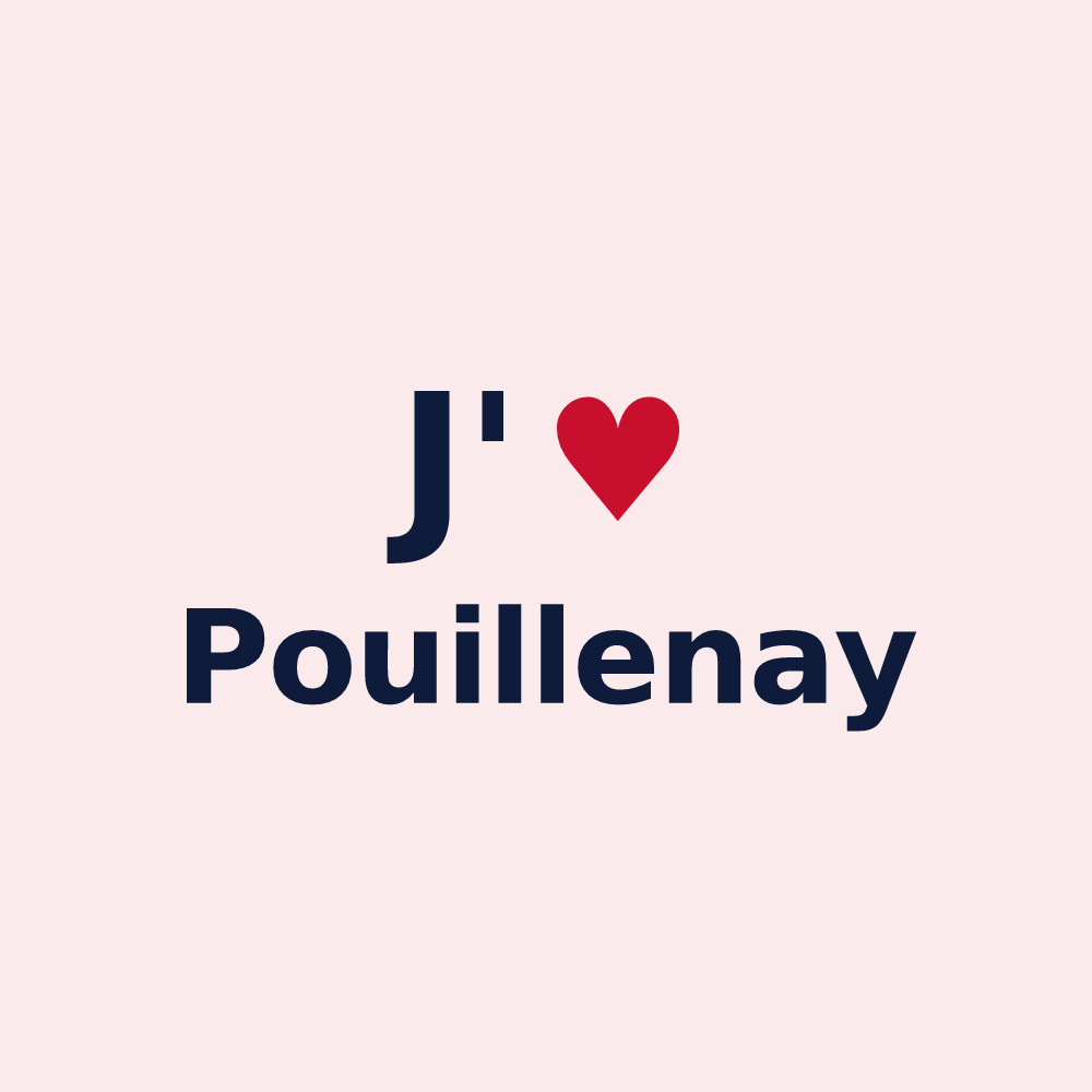 Magnet personnalisé Pouillenay — design « J'aime Pouillenay » imprimé sur le magnet