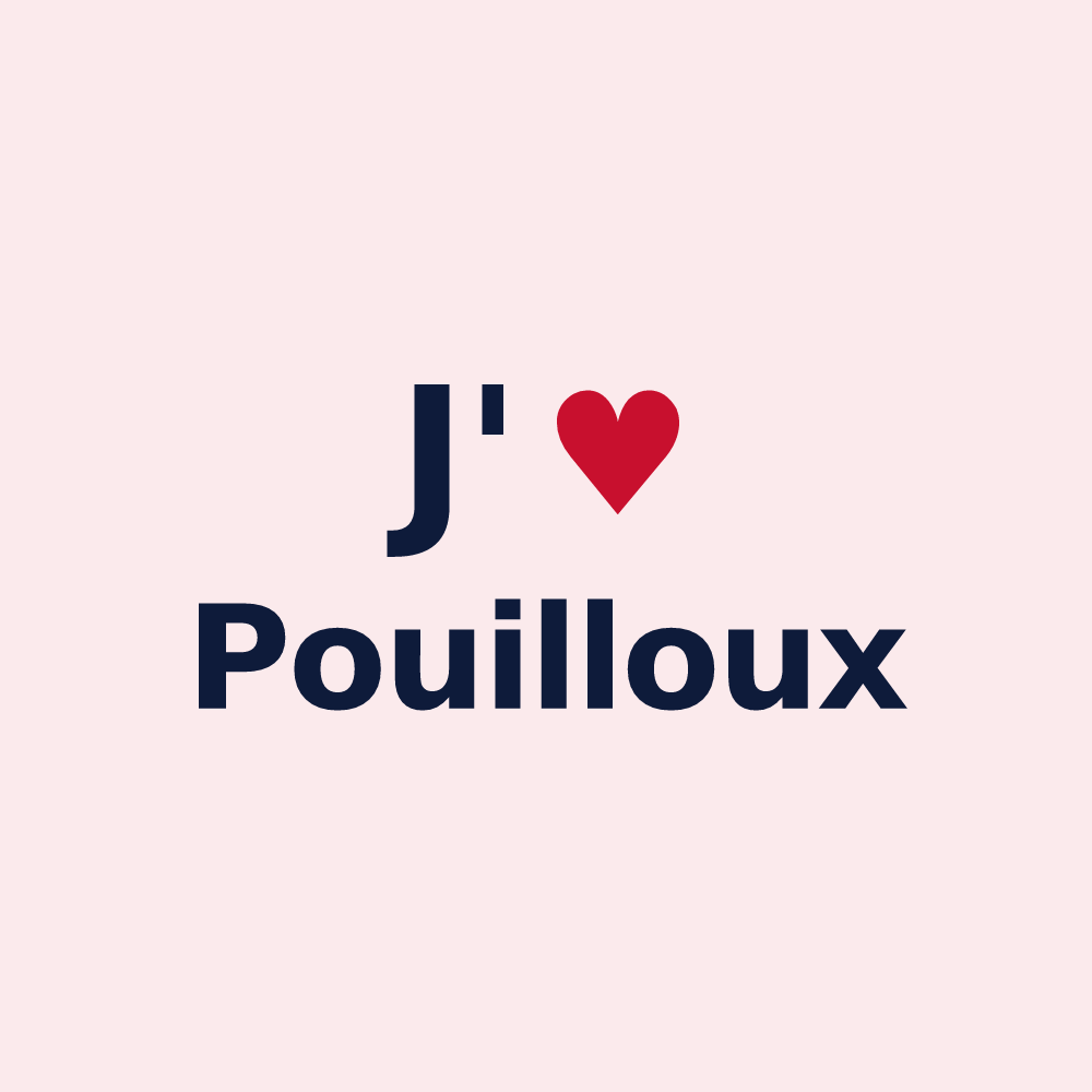 Magnet personnalisé Pouilloux — design « J'aime Pouilloux » imprimé sur le magnet