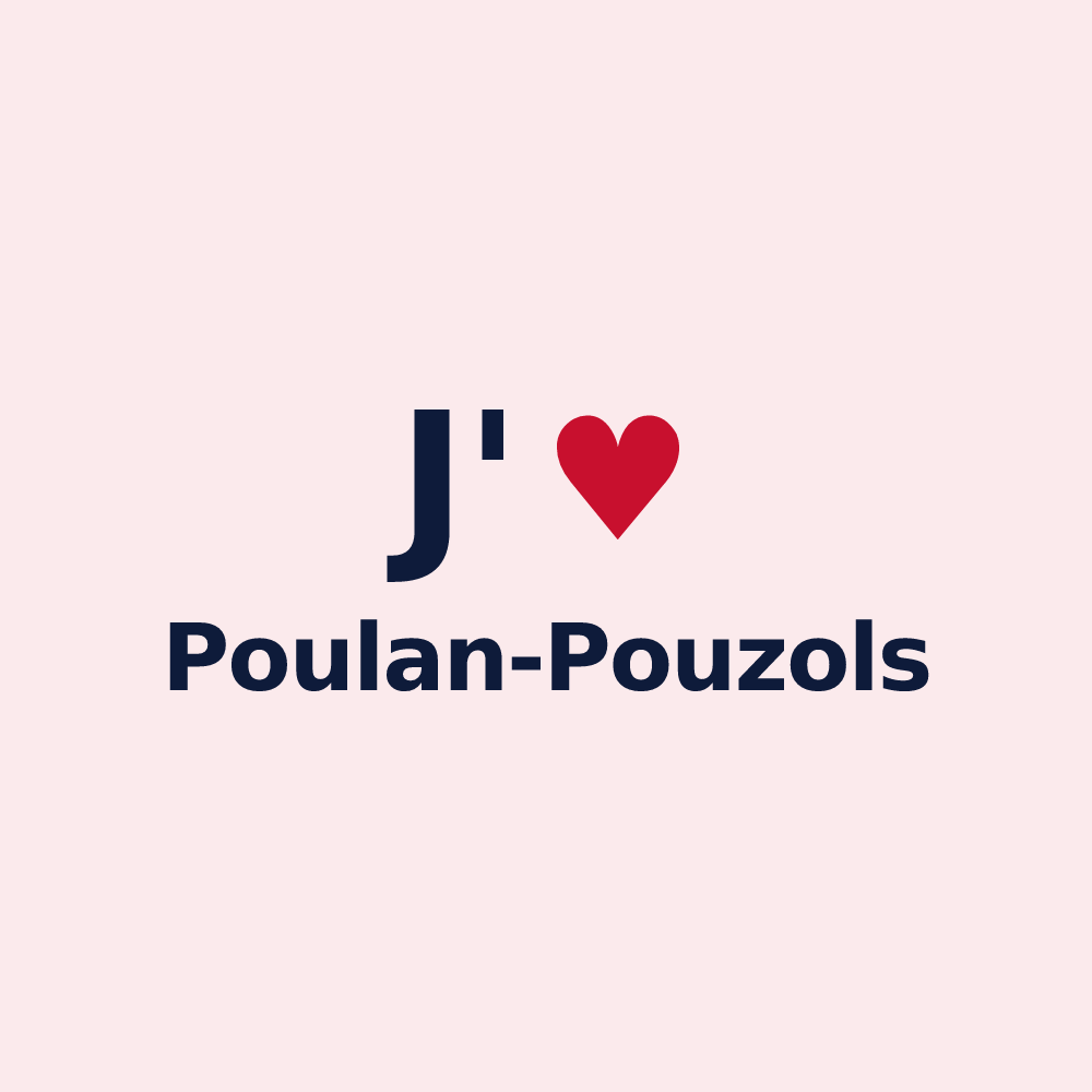 Magnet personnalisé Poulan-Pouzols — design « J'aime Poulan-Pouzols » imprimé sur le magnet