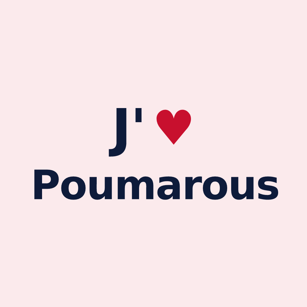 Magnet personnalisé Poumarous — design « J'aime Poumarous » imprimé sur le magnet