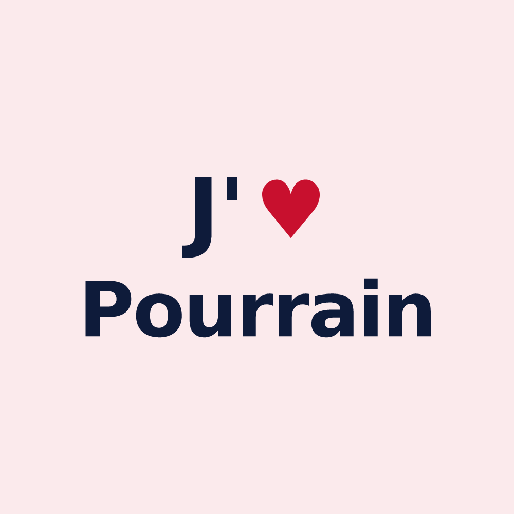 Magnet personnalisé Pourrain — design « J'aime Pourrain » imprimé sur le magnet