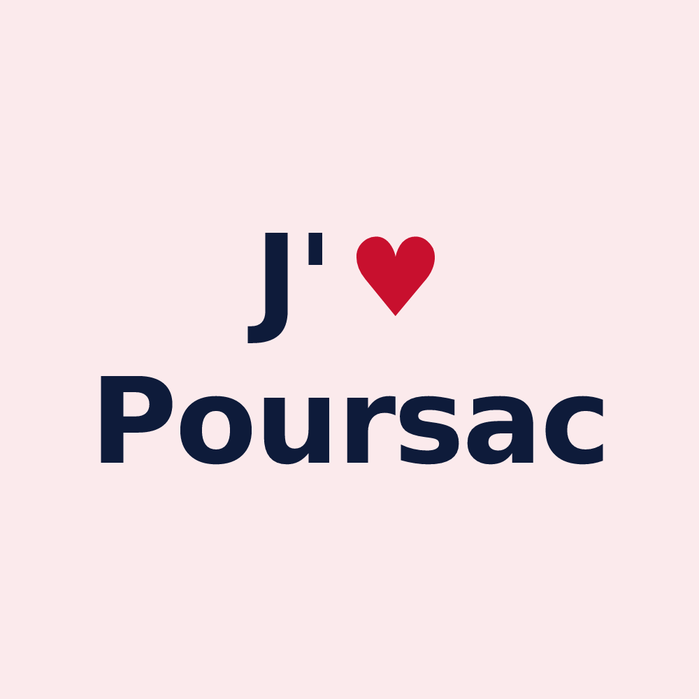 Magnet personnalisé Poursac — design J'aime Poursac
