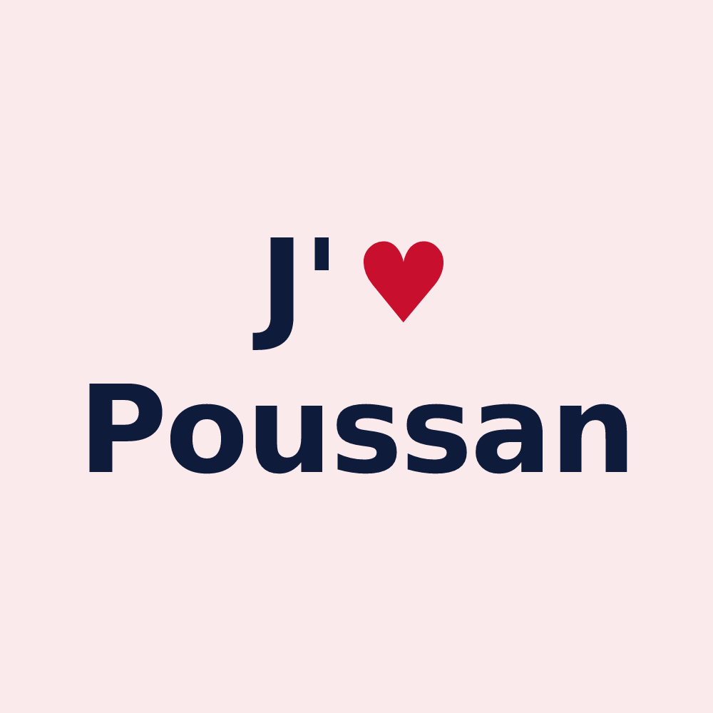 Magnet personnalisé Poussan — design « J'aime Poussan » imprimé sur le magnet