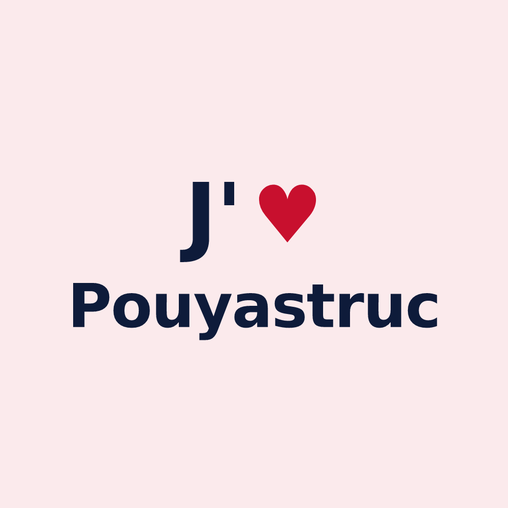 Magnet personnalisé Pouyastruc — design J'aime Pouyastruc