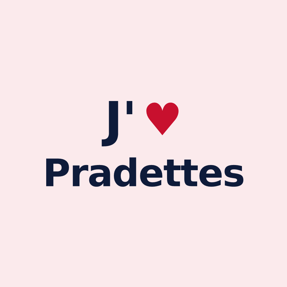 Magnet personnalisé Pradettes — design « J'aime Pradettes » imprimé sur le magnet
