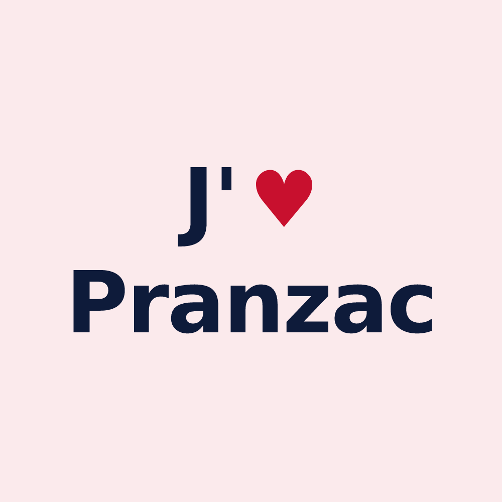 Magnet personnalisé Pranzac — design J'aime Pranzac