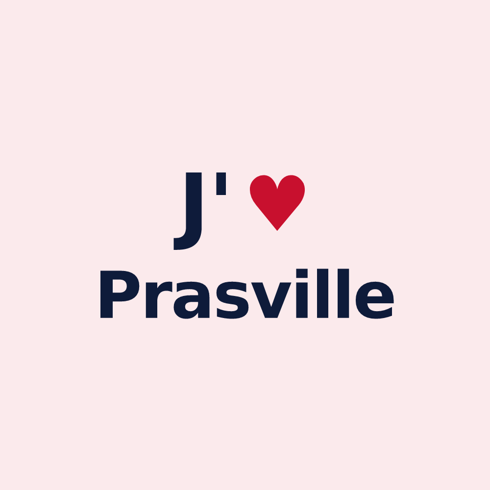 Magnet personnalisé Prasville — design « J'aime Prasville » imprimé sur le magnet