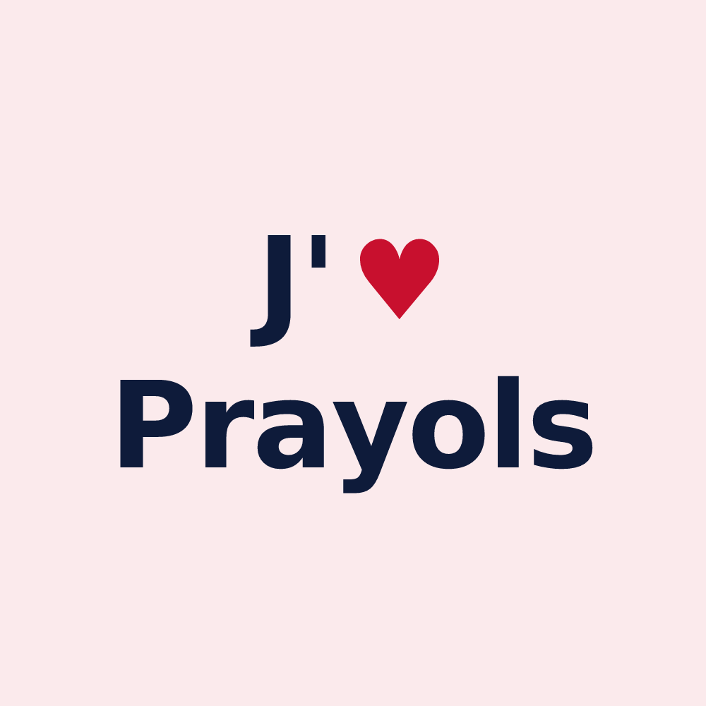 Magnet personnalisé Prayols — design « J'aime Prayols » imprimé sur le magnet