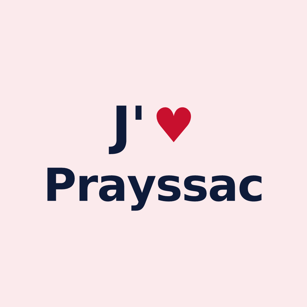 Magnet personnalisé Prayssac — design J'aime Prayssac