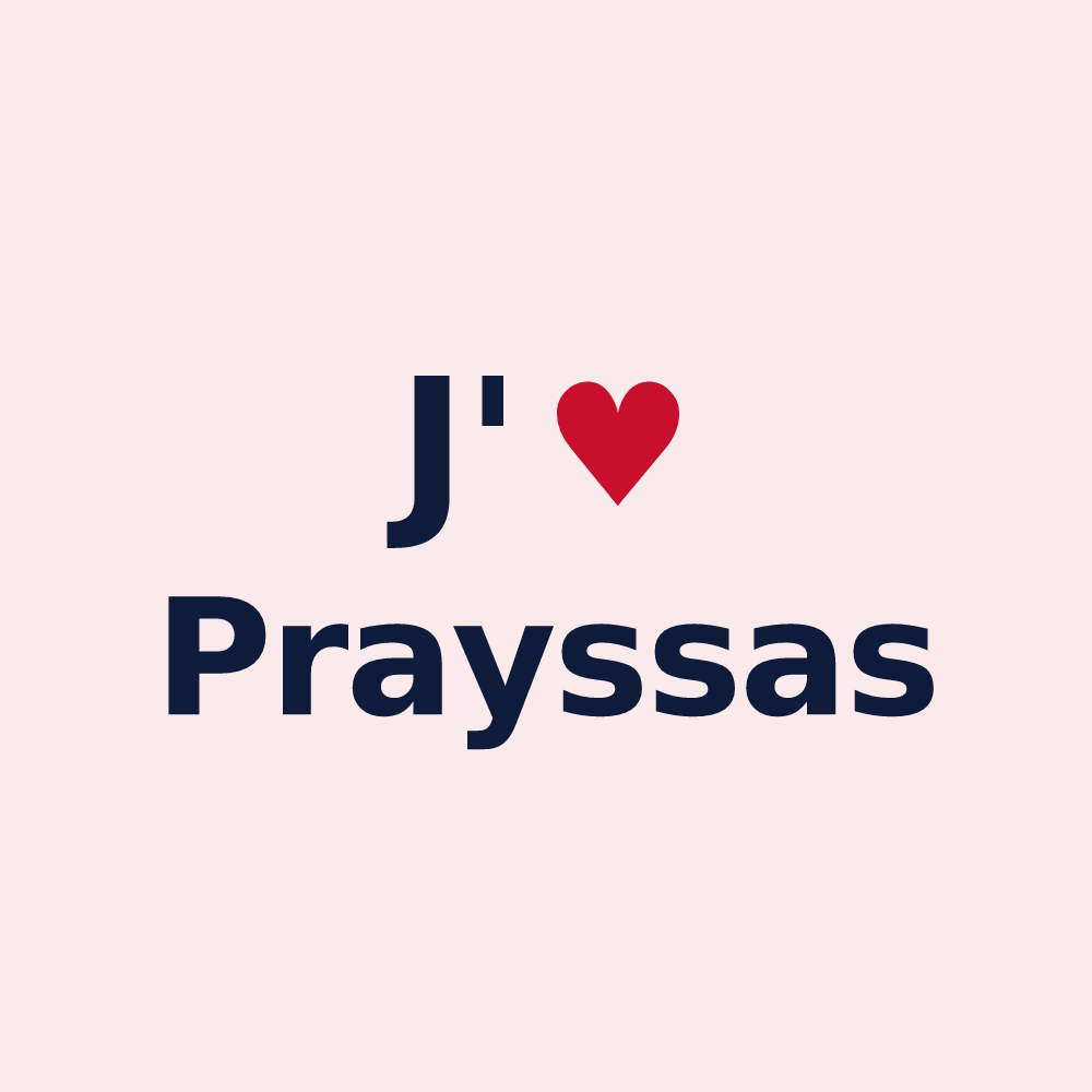 Magnet personnalisé Prayssas — design J'aime Prayssas