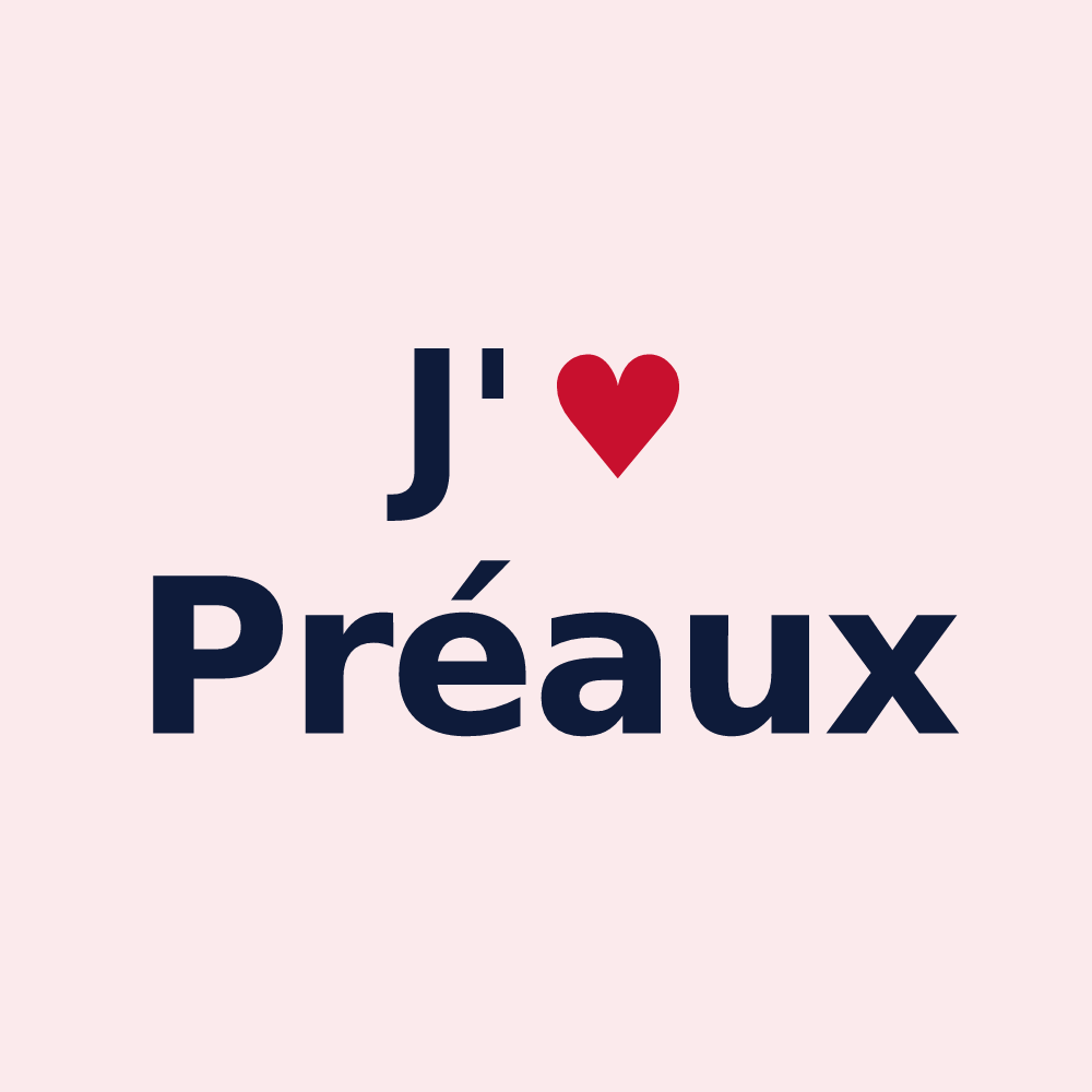 Magnet personnalisé Préaux — design J'aime Préaux