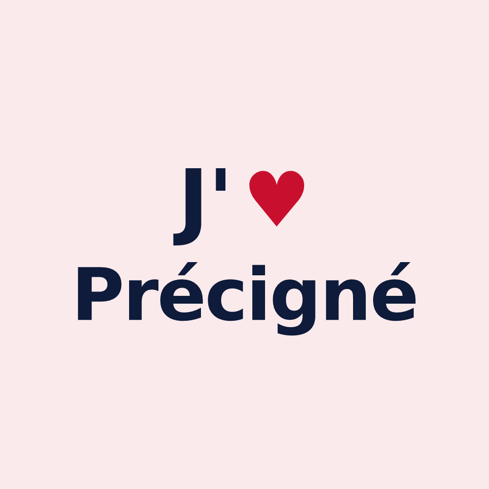 Magnet personnalisé Précigné — design « J'aime Précigné » imprimé sur le magnet