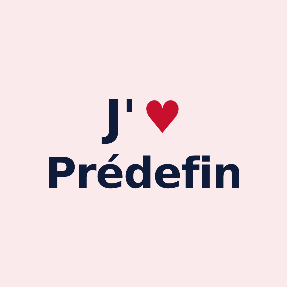 Magnet personnalisé Prédefin — design « J'aime Prédefin » imprimé sur le magnet