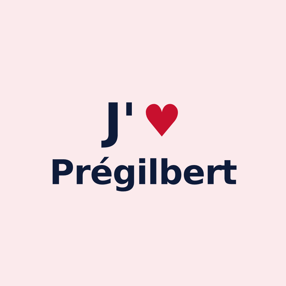 Magnet personnalisé Prégilbert — design J'aime Prégilbert