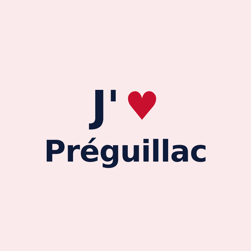 Magnet personnalisé Préguillac — design J'aime Préguillac
