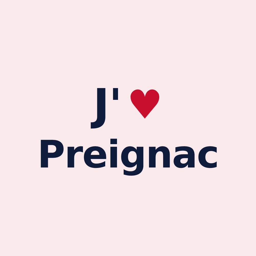 Magnet personnalisé Preignac — design « J'aime Preignac » imprimé sur le magnet