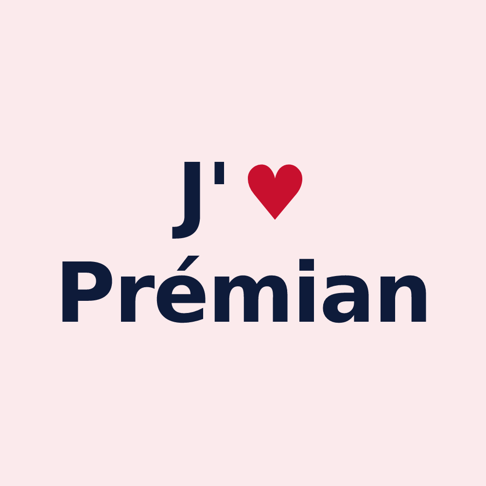 Magnet personnalisé Prémian — design J'aime Prémian