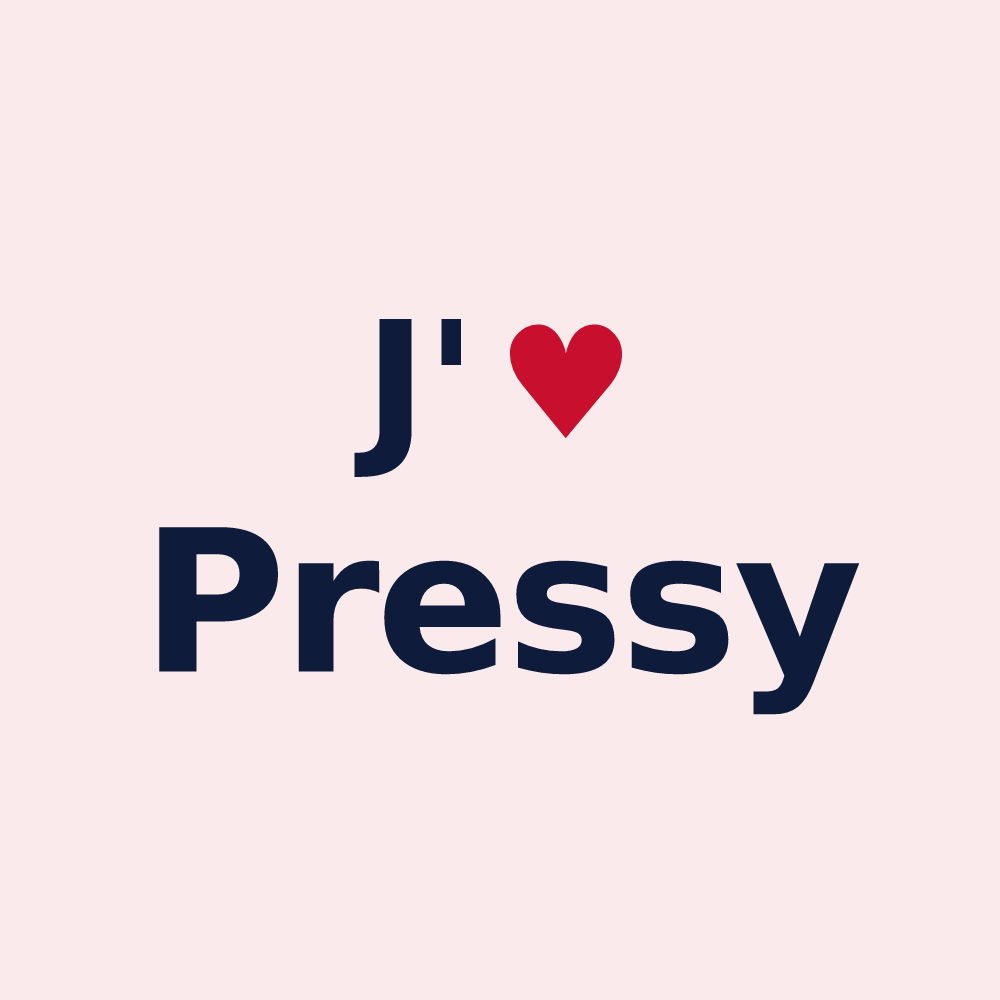 Magnet personnalisé Pressy — design J'aime Pressy