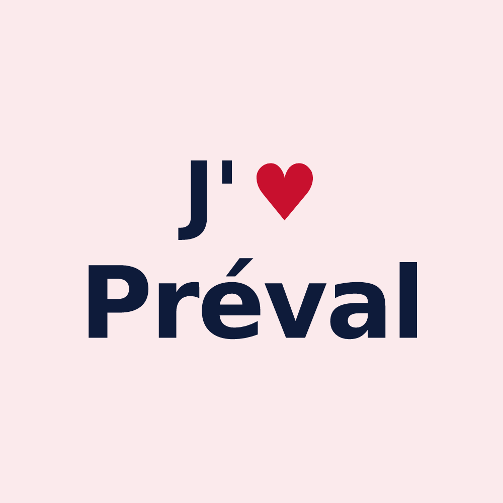 Magnet personnalisé Préval — design « J'aime Préval » imprimé sur le magnet