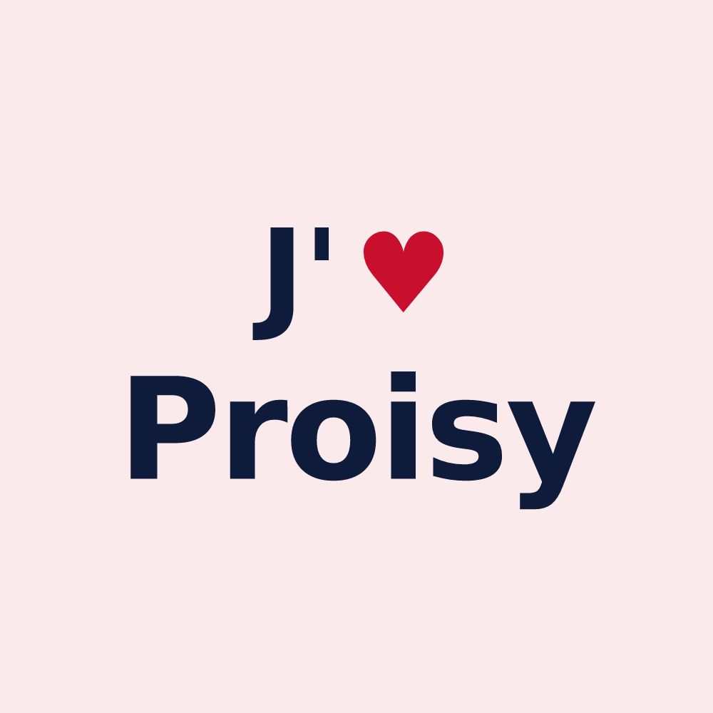 Magnet personnalisé Proisy — design « J'aime Proisy » imprimé sur le magnet
