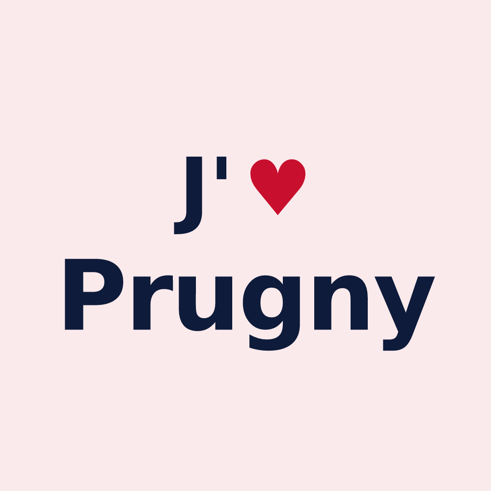 Magnet personnalisé Prugny — design « J'aime Prugny » imprimé sur le magnet