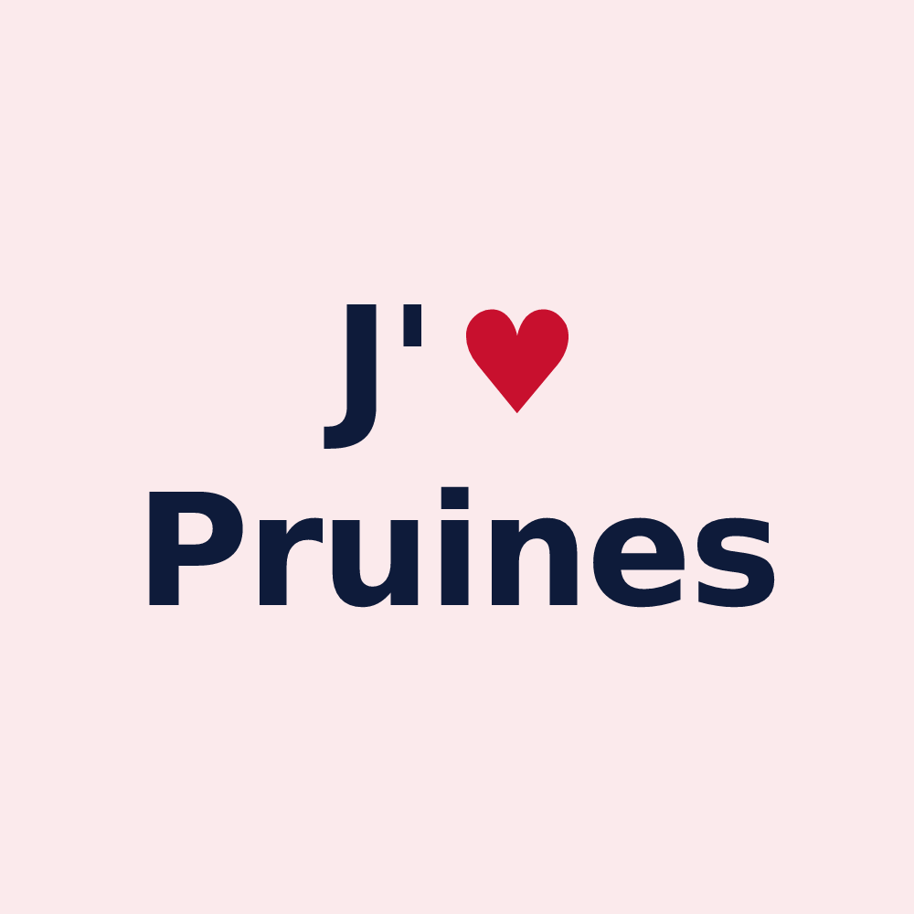 Magnet personnalisé Pruines — design « J'aime Pruines » imprimé sur le magnet