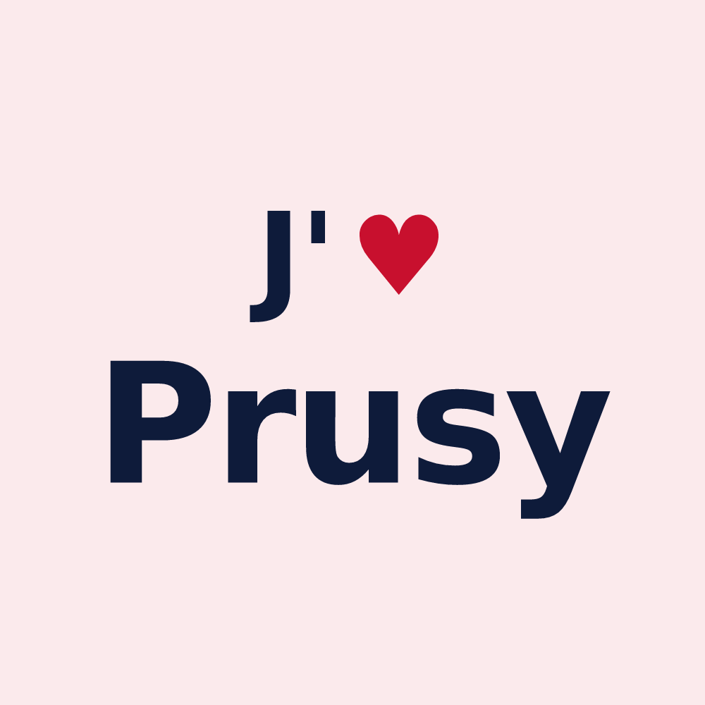 Magnet personnalisé Prusy — design « J'aime Prusy » imprimé sur le magnet