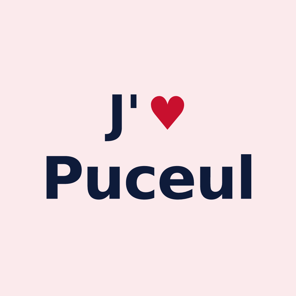 Magnet personnalisé Puceul — design J'aime Puceul