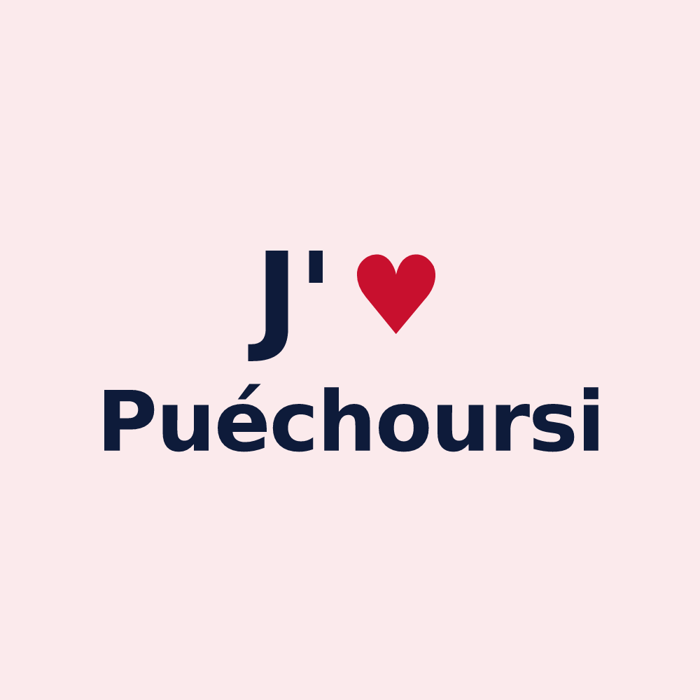 Magnet personnalisé Puéchoursi — design J'aime Puéchoursi