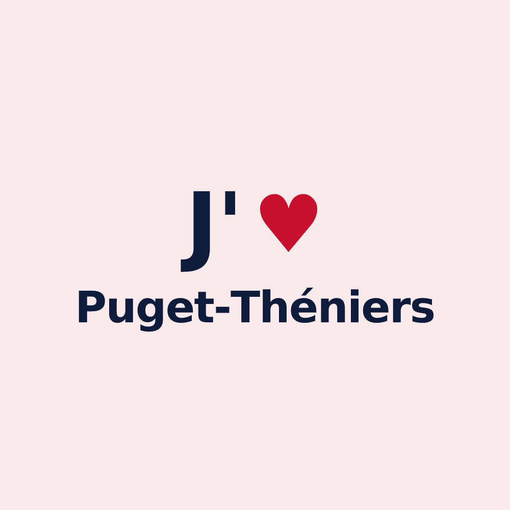 Magnet personnalisé Puget-Théniers — design J'aime Puget-Théniers