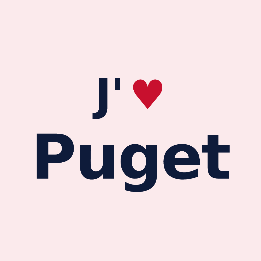 Magnet personnalisé Puget — design « J'aime Puget » imprimé sur le magnet