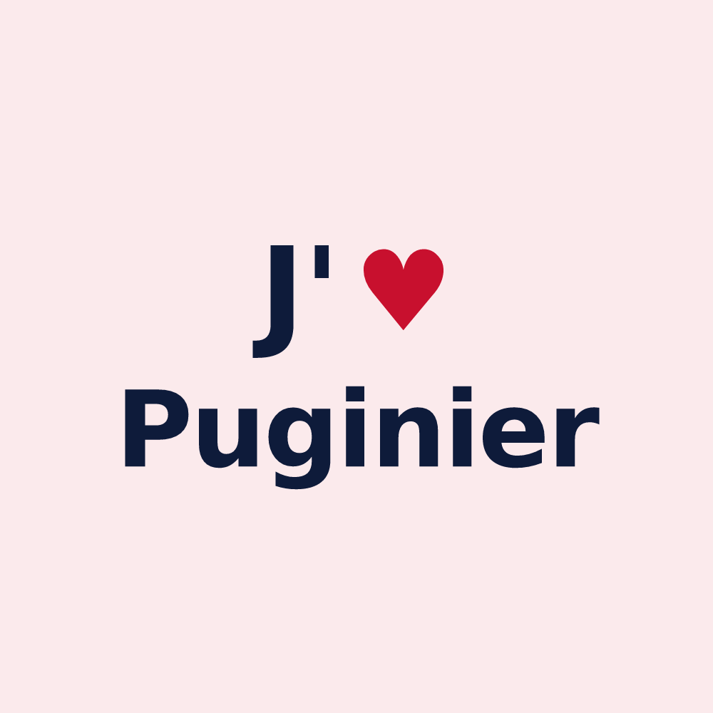 Magnet personnalisé Puginier — design J'aime Puginier