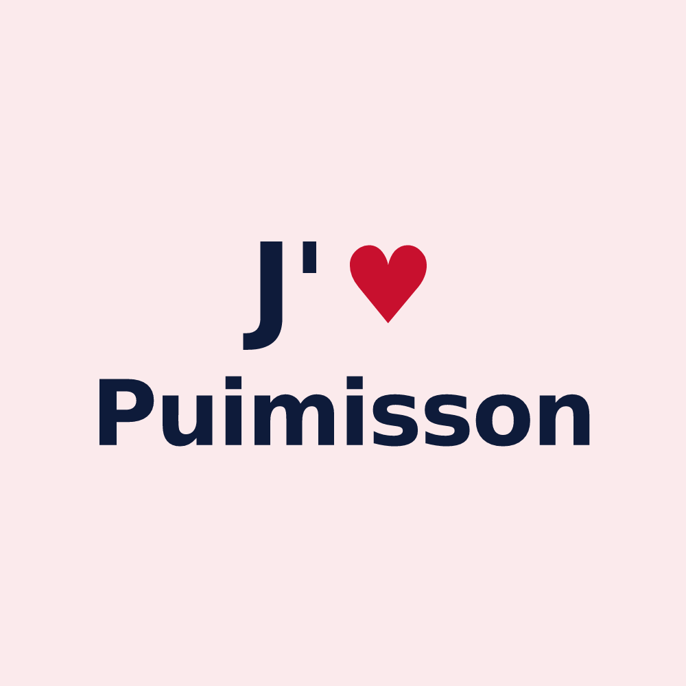 Magnet personnalisé Puimisson — design J'aime Puimisson