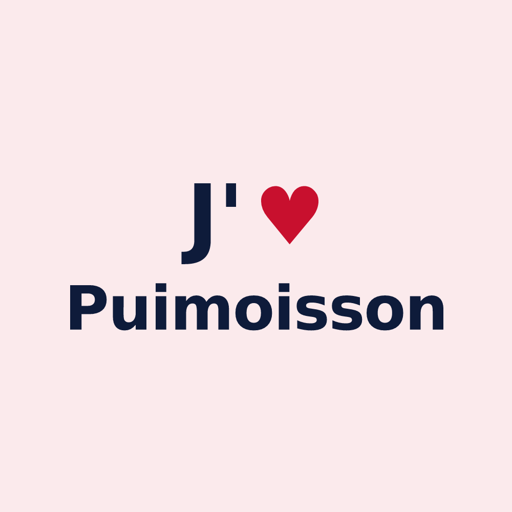 Magnet personnalisé Puimoisson — design « J'aime Puimoisson » imprimé sur le magnet