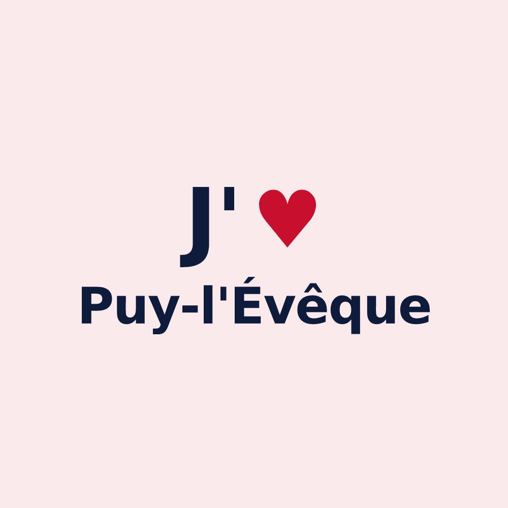 Magnet personnalisé Puy-l'Évêque — design J'aime Puy-l'Évêque
