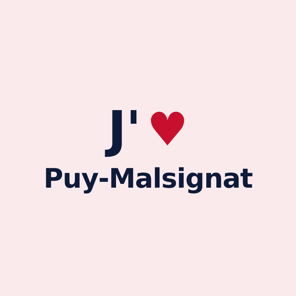 Magnet personnalisé Puy-Malsignat — design « J'aime Puy-Malsignat » imprimé sur le magnet