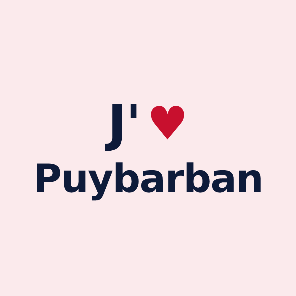 Magnet personnalisé Puybarban — design J'aime Puybarban