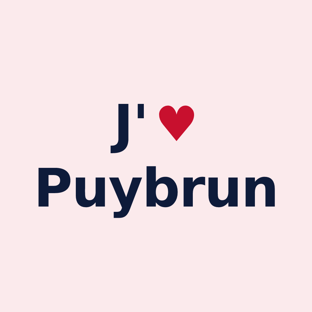 Magnet personnalisé Puybrun — design « J'aime Puybrun » imprimé sur le magnet
