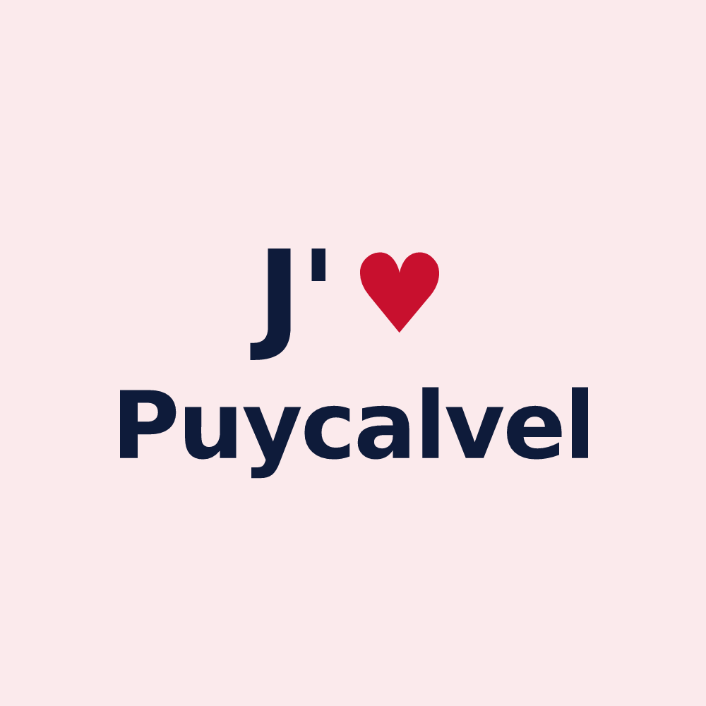 Magnet personnalisé Puycalvel — design J'aime Puycalvel