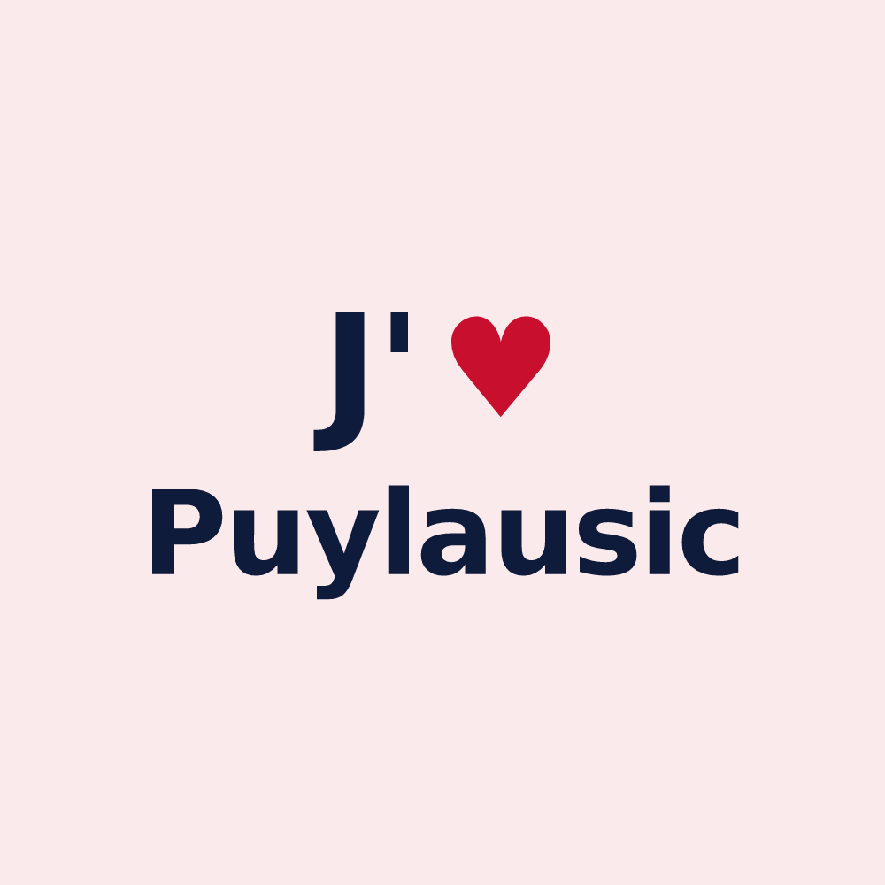 Magnet personnalisé Puylausic — design « J'aime Puylausic » imprimé sur le magnet