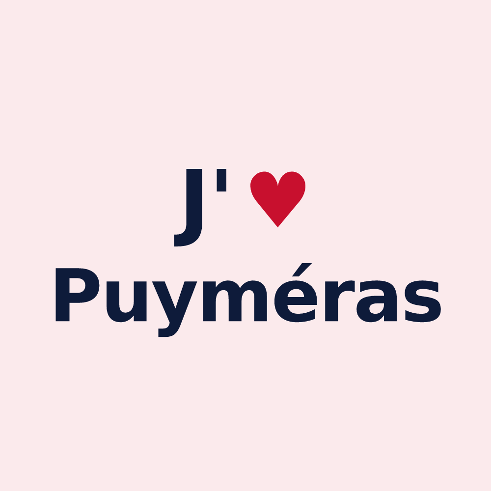 Magnet personnalisé Puyméras — design J'aime Puyméras